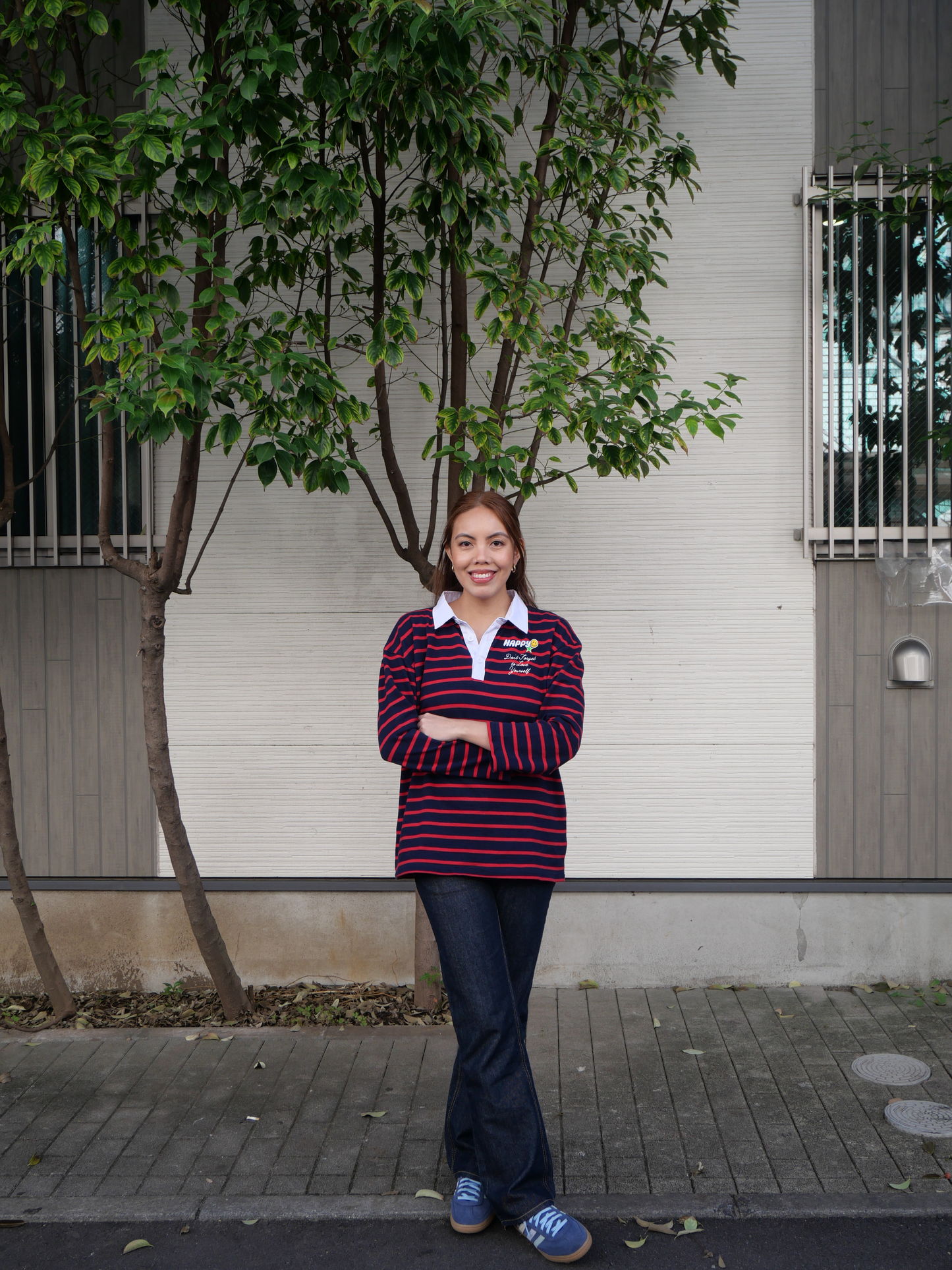 HAPPY STRIPE RUGBY LONGSLEEVE